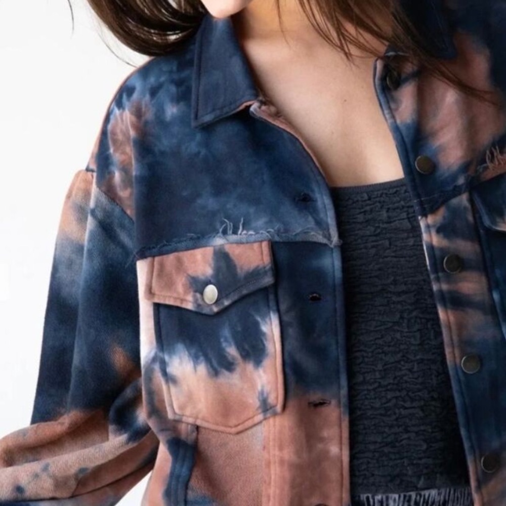 NATURAL LIFE Blue and Brown Bomber Jacket
